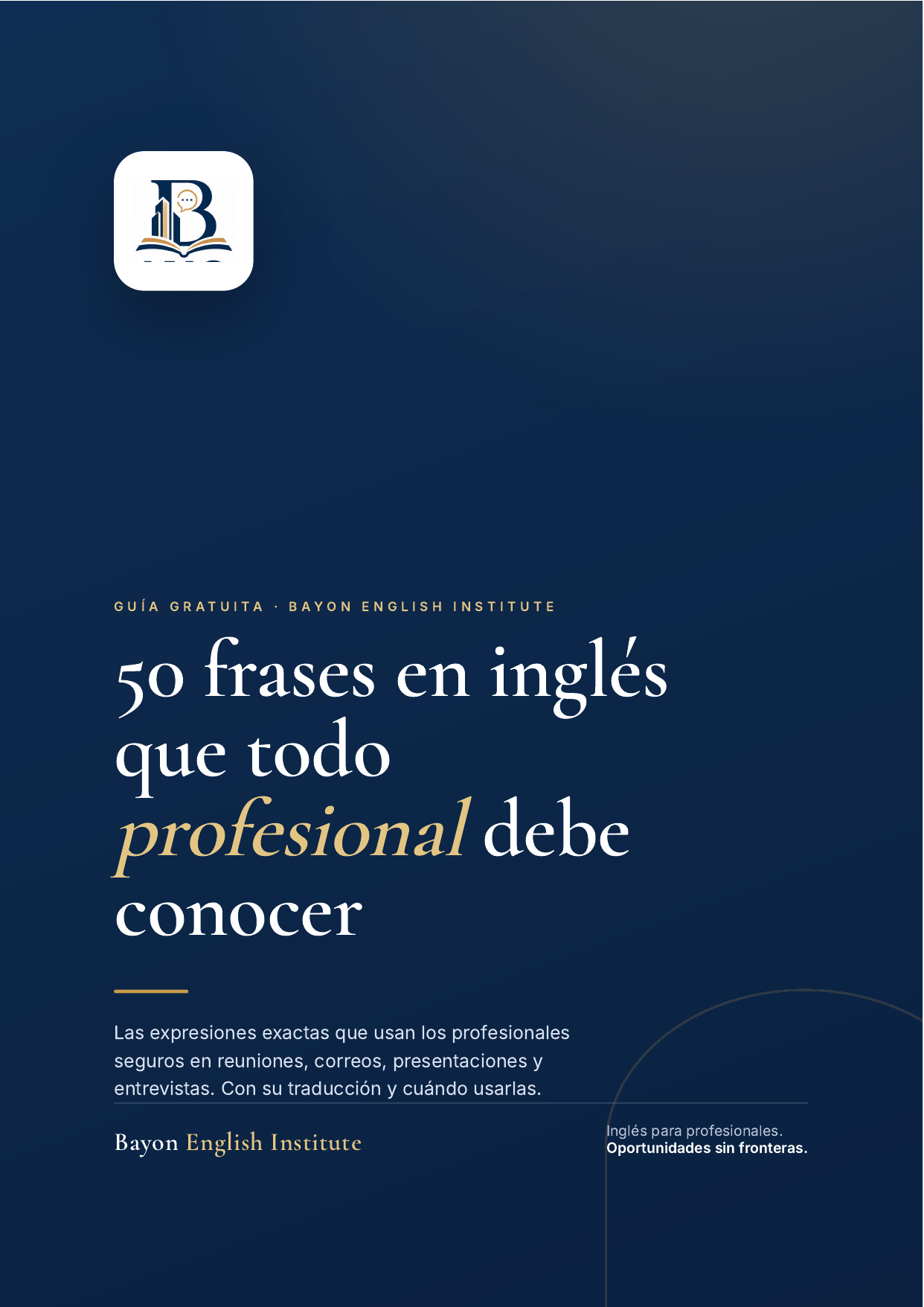 Portada de la guía: 50 frases en inglés que todo profesional debe conocer